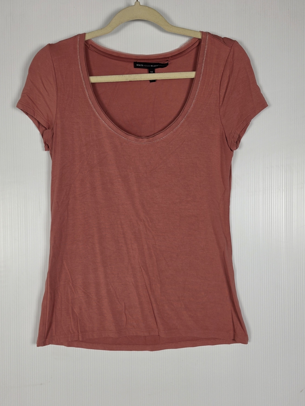 White House Black Market Scoop Neck Short Sleeve Top - Dusty Rose